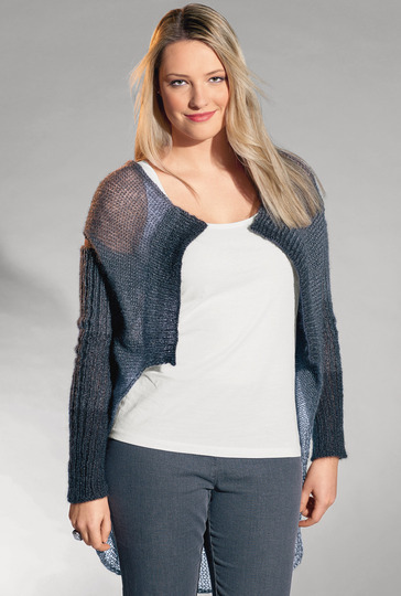 Graue Weste mit langen Armstulpen