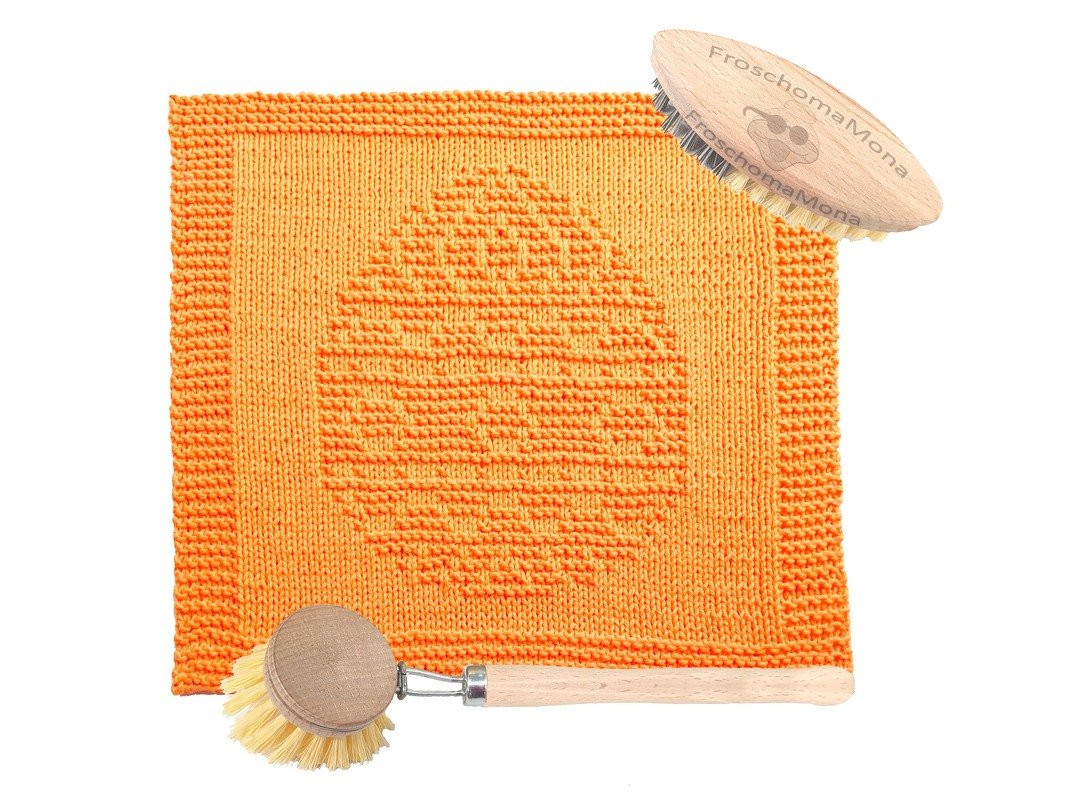 gestricktes Osterdeckchen „ bemaltes Osterei “ Anleitung Ostern Spültücher