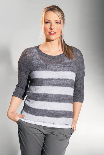 Pulli mit Blockstreifen in Grau