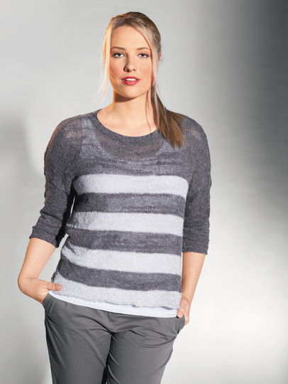 Pulli mit Blockstreifen in Grau
