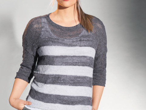 Pulli mit Blockstreifen in Grau