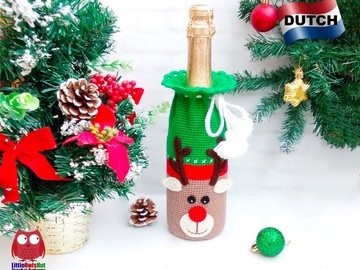 290 Crochet Pattern - Reindeer Rudolf Bottle cover or sleeve for wine