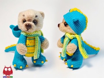 297 Crochet Pattern - Bear in a dragon costume - Amigurumi