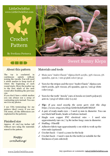 205 Crochet Pattern - Bunny Klepa - Amigurumi toy