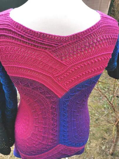 Pullover/Tunika Waldsee, nur 3 Fäden zu vernähen, Häkelanleitung