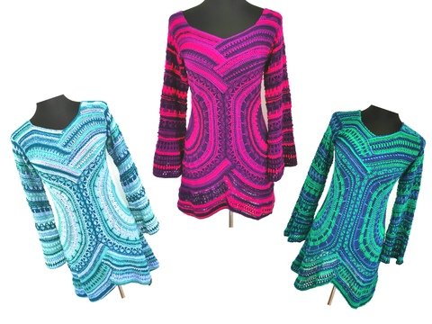 Pullover/Tunika Waldsee, nur 3 Fäden zu vernähen, Häkelanleitung