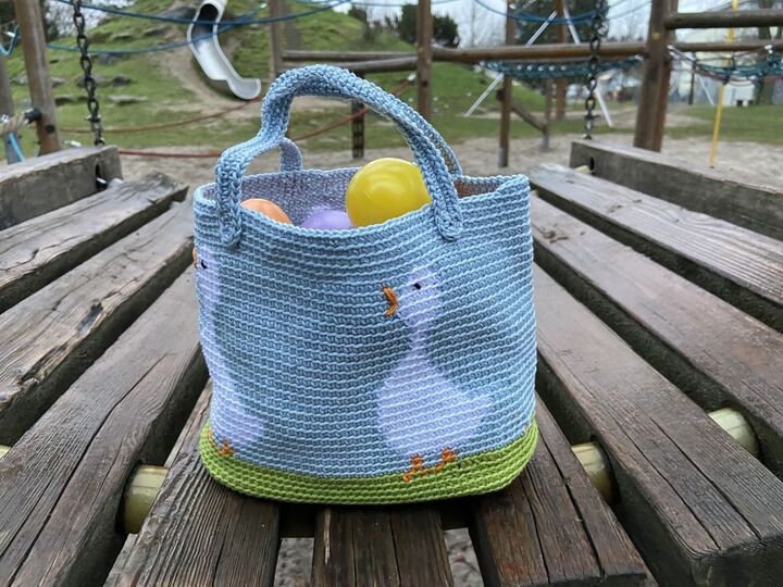 Häkelanleitung - Osterkörbchen "Gans" (Tapestry-Technik)