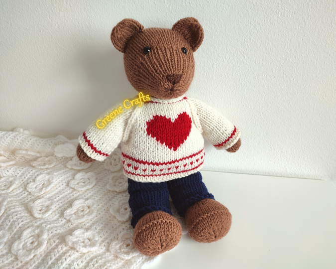 Heart Sweater and Pants for Teddy Bear or Bunny Knitting Pattern
