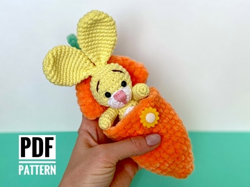 Crochet pattern Bunny in carrot - Amigurumi rabbit pattern - easter animal