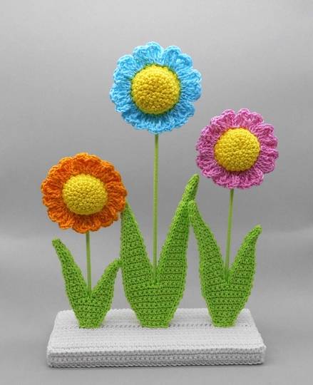 Deko-Aufsteller Große Blumen - einfach aus Wollresten