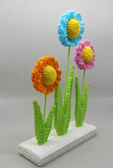 Deko-Aufsteller Große Blumen - einfach aus Wollresten