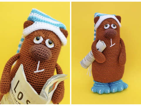 Bär mit Schlafmütze & Monsterpantoffeln Amigurumi Häkelanleitung