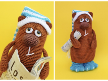 Sleepy Bear Amigurumi Crochet Pattern Sleeping Cap Monster Slippers