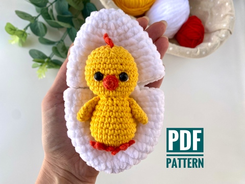 Crochet pattern Easter chicken in egg - Amigurumi chick pattern