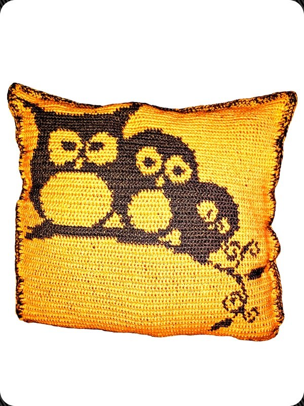 Häkelanleitung Kissen "Eulenfamilie" Tapestry Technik