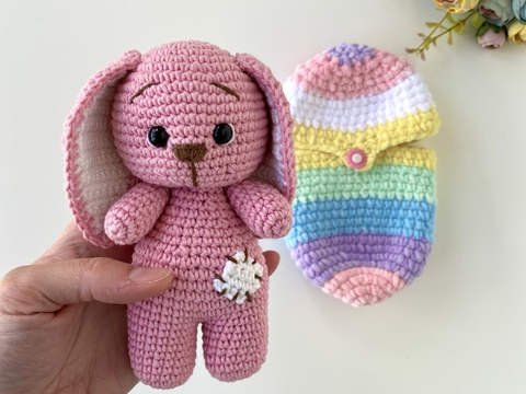 Crochet pattern Bunny in rainbow egg - Amigurumi rabbit plush pattern