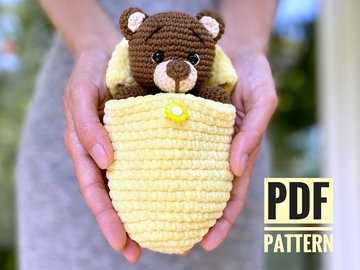 Crochet pattern Bear in egg - Amigurumi hatching teddy bear