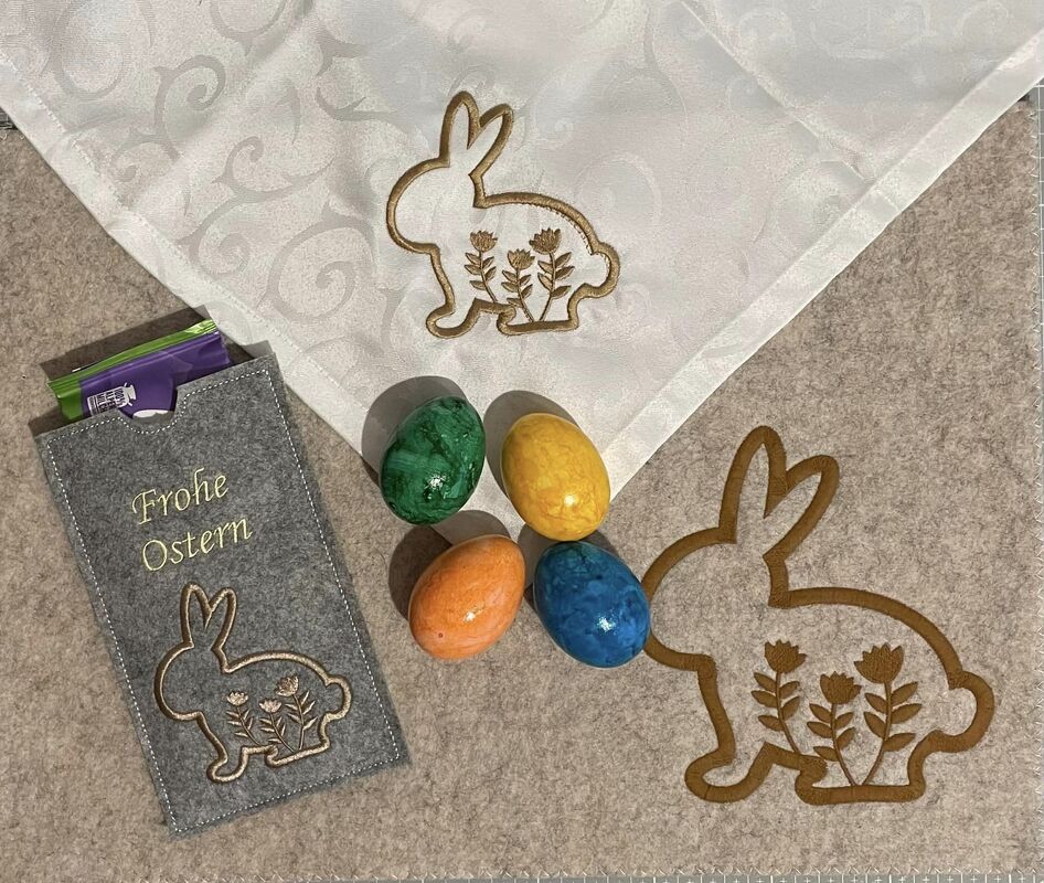 Stickdatei - Hase mit Blumen Ostern Frühling 3 Größen