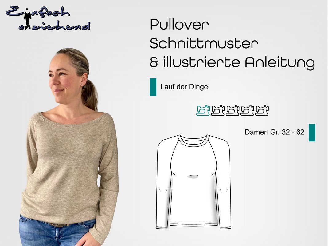 Schnittmuster Raglanpullover Lauf der Dinge Gr. 32 - 62