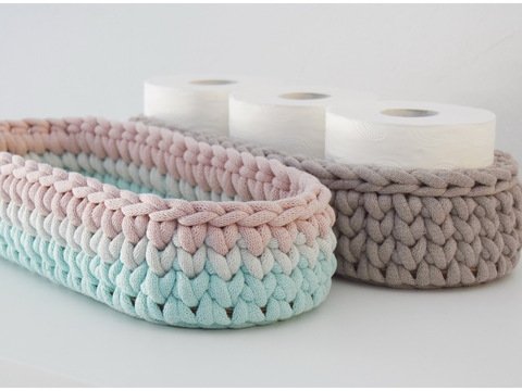 + MONA + schmaler Häkelkorb, Tablett oder Toilettenpapierkorb häkeln