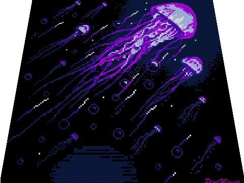 Häkelmuster * QUALLEN - JELLYFISH * Grafik für C2C Decke