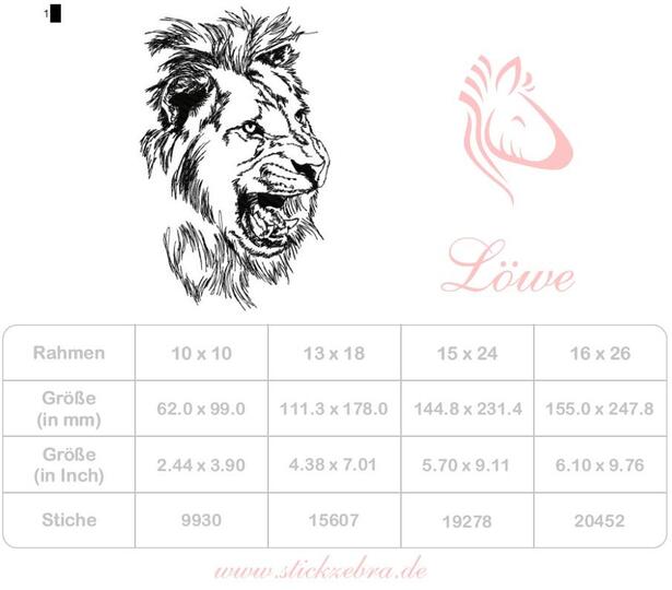 Löwe im Doodle Stil, Stickdatei von Stickzebra