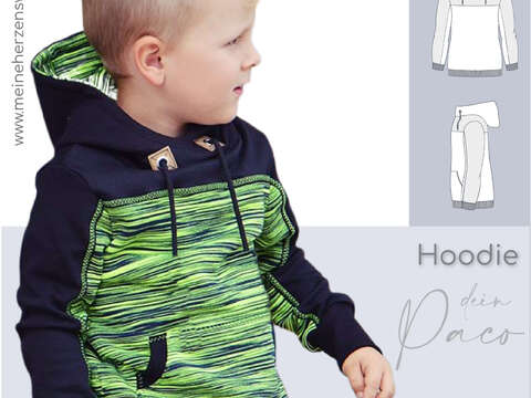 Hoodie Kinder – E-Book Schnittmuster Gr. 74-176 – dein Paco #124