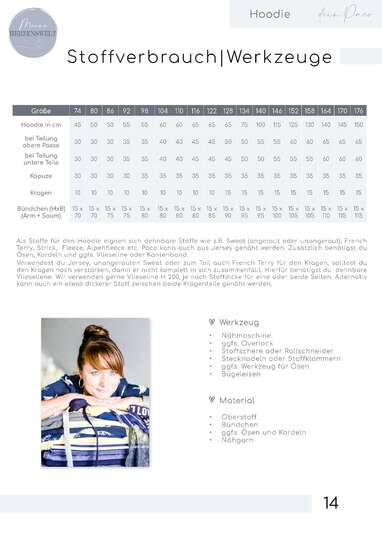 Hoodie Kinder – E-Book Schnittmuster Gr. 74-176 – dein Paco #124