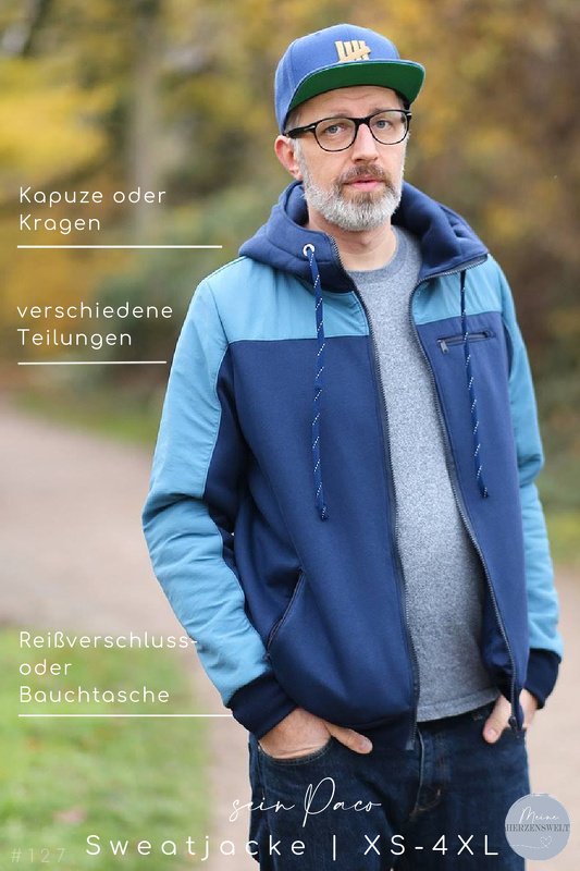 Sweatjacke Herren – E-Book Schnittmuster Gr. XS-4XL – sein Paco #127 - Bild 4