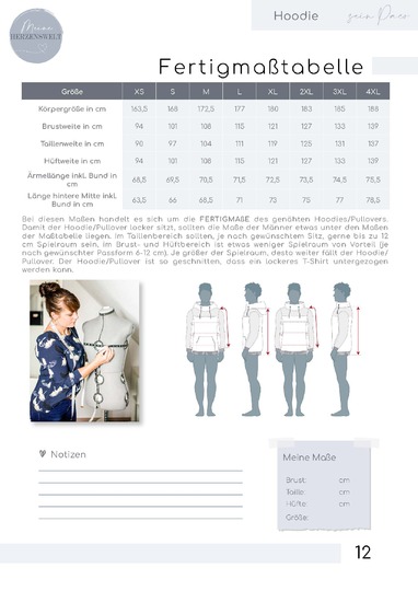 Hoodie Herren – E-Book Schnittmuster Gr. XS-4XL- sein Paco #128