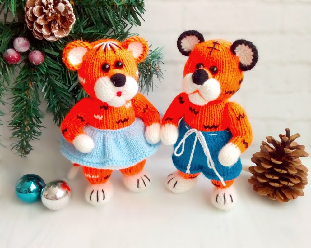 K100 Tigers Best Friends Boy and Girl toys Amigurumi - Image 5