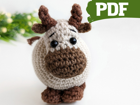 Cow crochet pattern, amigurumi cow easy crochet pattern