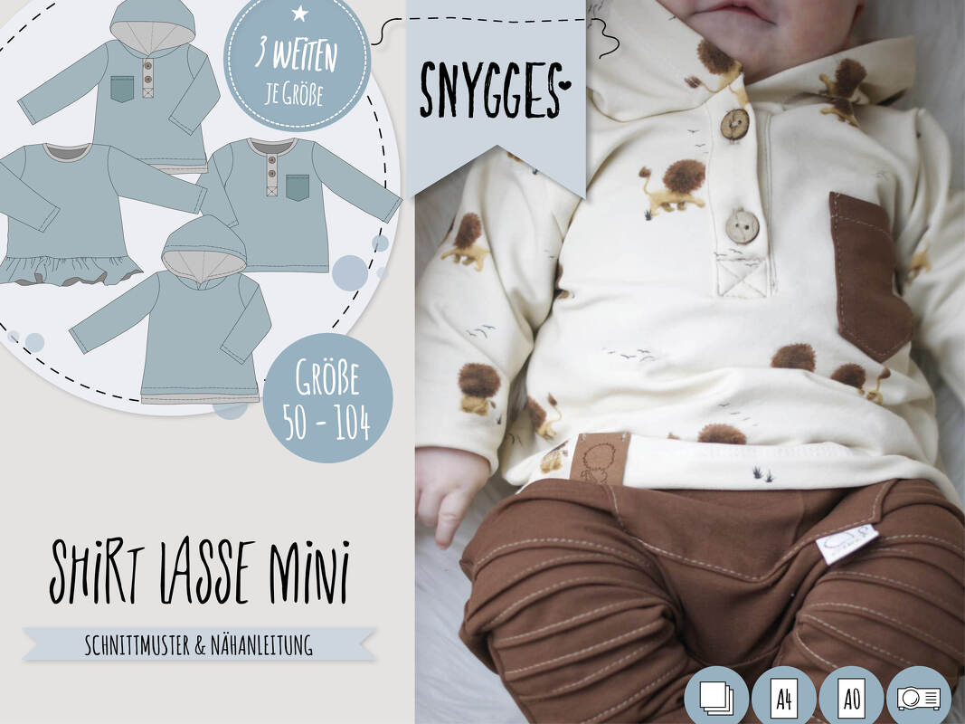 Shirt "LASSE" Mini (50-104 je 3 Weiten) - Schnittmuster und Anleitung