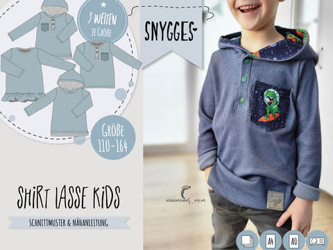 Shirt "LASSE" Kids (110-164 je 3 Weiten) - Schnittmuster und Anleitung