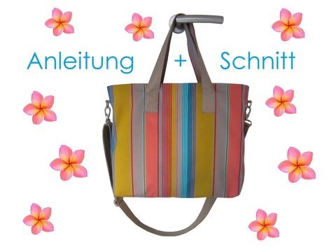 Schnitt + Anleitung Tote Bag Tragetasche mit Schulterriemen