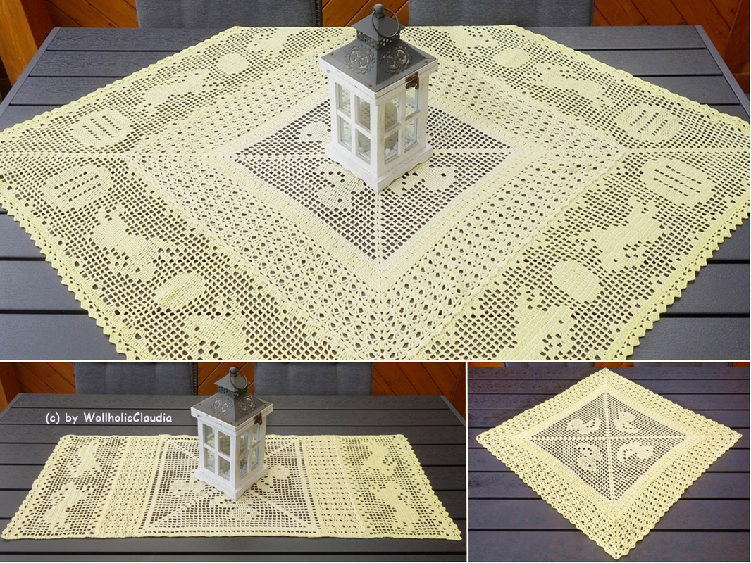 Häkelanleitung Set "Osterzeit" Mitteldecke + Tischläufer