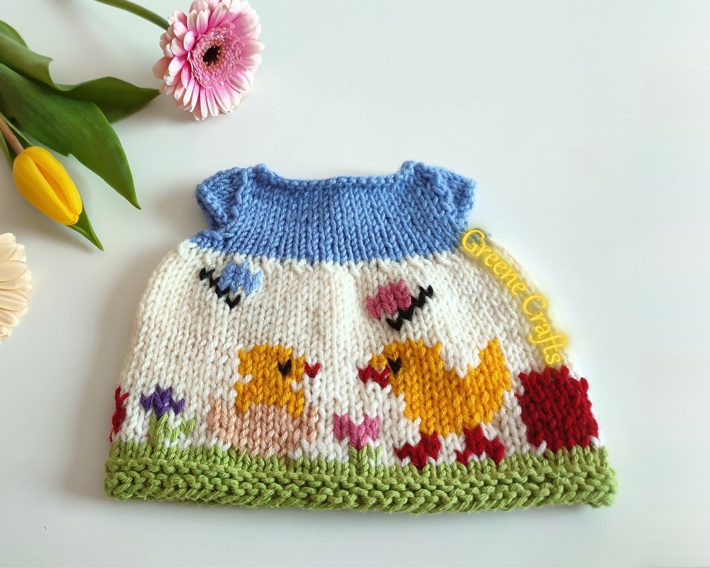 Easter Dress for Bunny or Teddy Bear - Spring Toy Dress Knitting Pattern