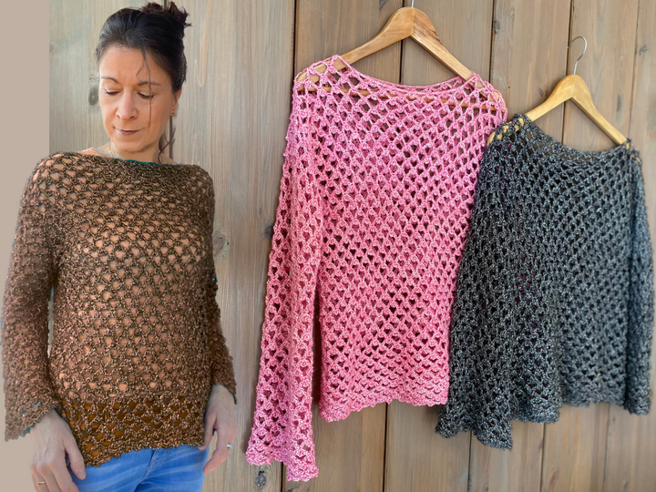 Leichtes Häkelshirt TRAVEL - nahtlos - 7 Größen