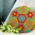 Multicolor round pillow with African Flowers size S