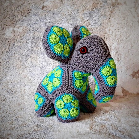 Elephant With African Flowers Crochet