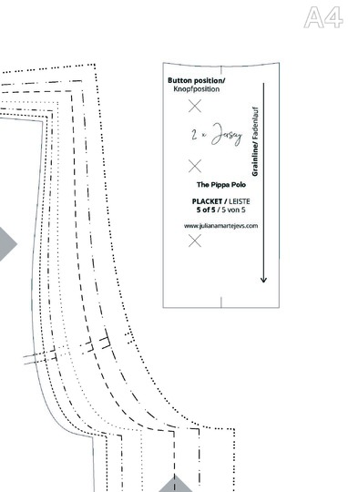 Sewing pattern polo shirt, XS-XXXL, with video tutorial