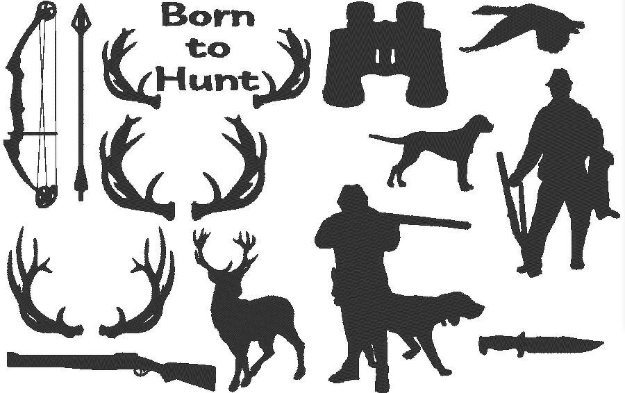 Stickdatei - Jagd Hunting Jäger Silhouette