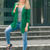 Grüner Cardigan mit Revers
