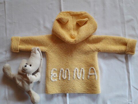 Strickanleitung Babyjacke mit Anleitung zum Wunschnamen,  Größe 74/80,