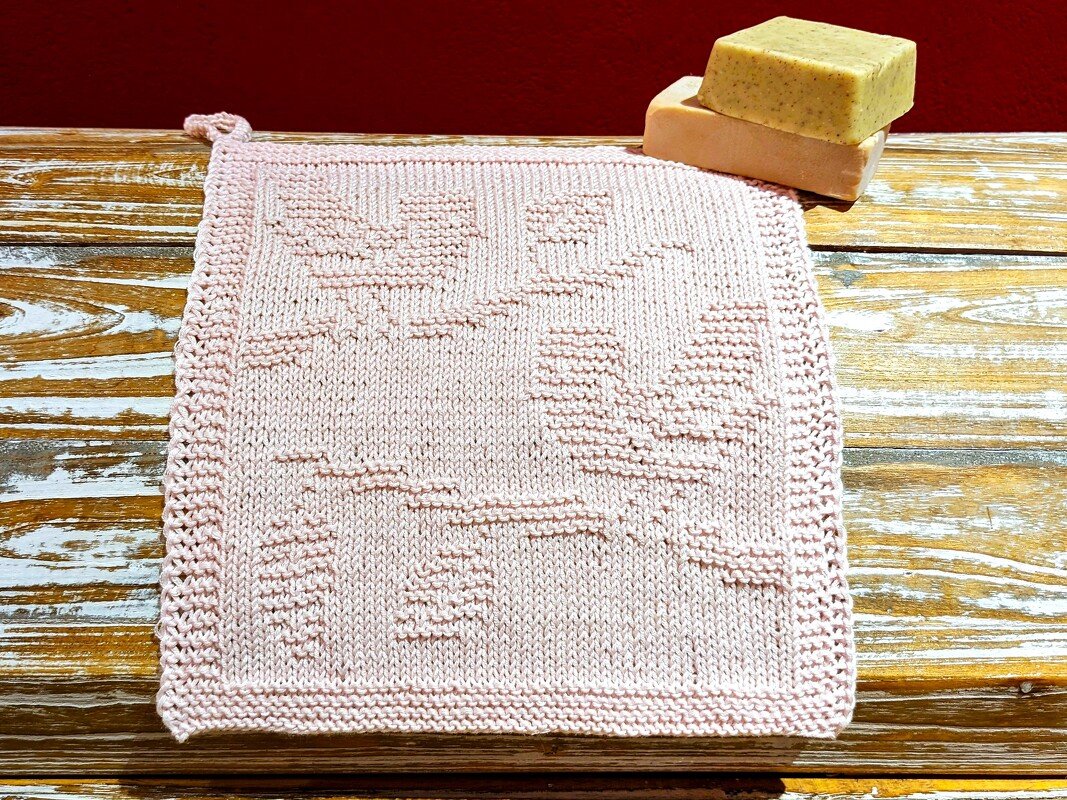 Knitting pattern washcloth / dishcloth "Love Birds" - easy - Image 3