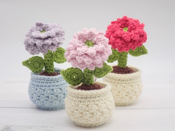 Dahlia in a Flower Pot- Crochet Flower Pattern- English