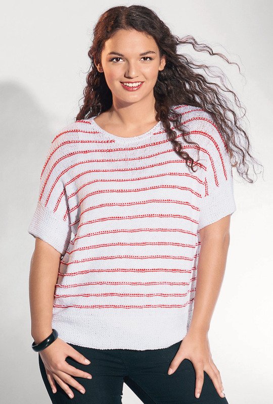 Weißes Shirt mit roten Streifen - Bild 3