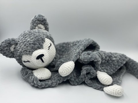 Häkelanleitung - Schmusetuch / Schnuffeltuch Hund "Dakota" (Husky)