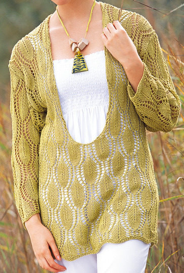 Pulli mit tiefem V-Ausschnitt im Ajourmuster in Kiwigrün