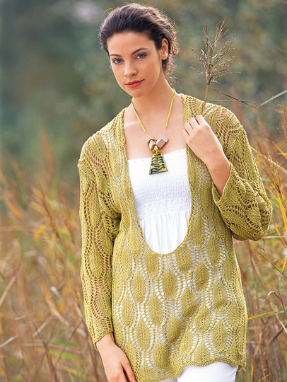 Pulli mit tiefem V-Ausschnitt im Ajourmuster in Kiwigrün